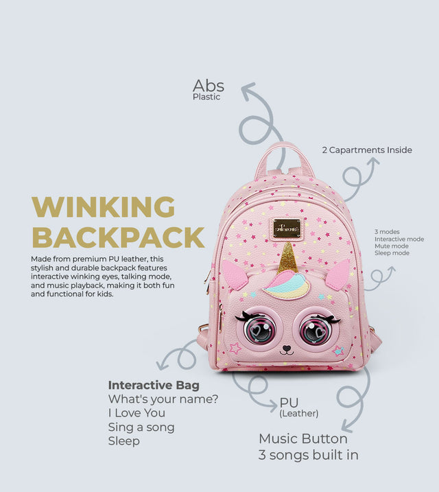 Winking Elf Backpack - Unicorn | Interactive Winking Eyes, Talking Mode & Music Playback | TYKLE