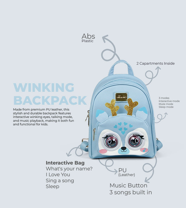 Winking Elf Backpack - Fawn | Interactive Winking Eyes, Talking Mode & Music Playback | TYKLE