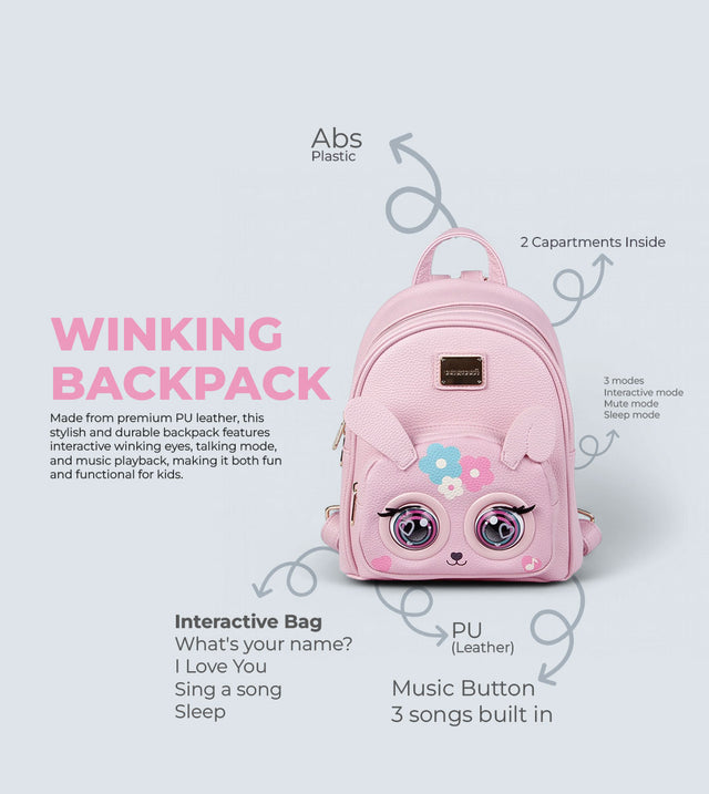 Winking Elf Backpack - Rabbit | Interactive Winking Eyes, Talking Mode & Music Playback | TYKLE