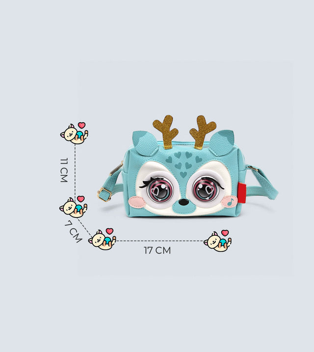 Winking Elf Shoulder Bag - Deer | Interactive Winking Eyes, Talking Mode & Music Playback | TYKLE