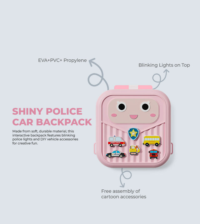Shiny Police Car Backpack – Blinking Lights & DIY Vehicle Accessories | TYKLE