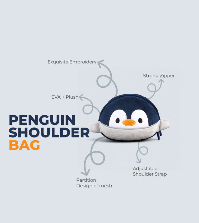 Penguin Shoulder Bag for Kids – 3D Plush Design, Waterproof & Lightweight | Tykle