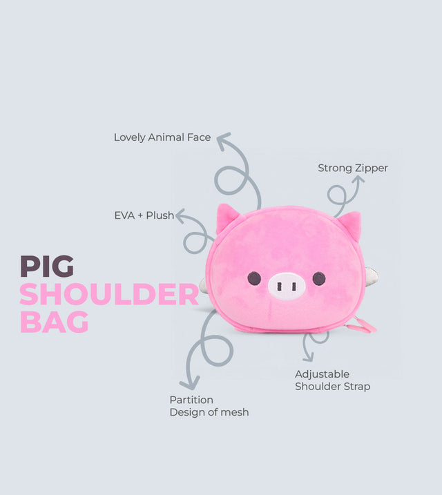 Pig Shoulder Bag for Kids – 3D Plush Design, Waterproof & Lightweight | Tykle