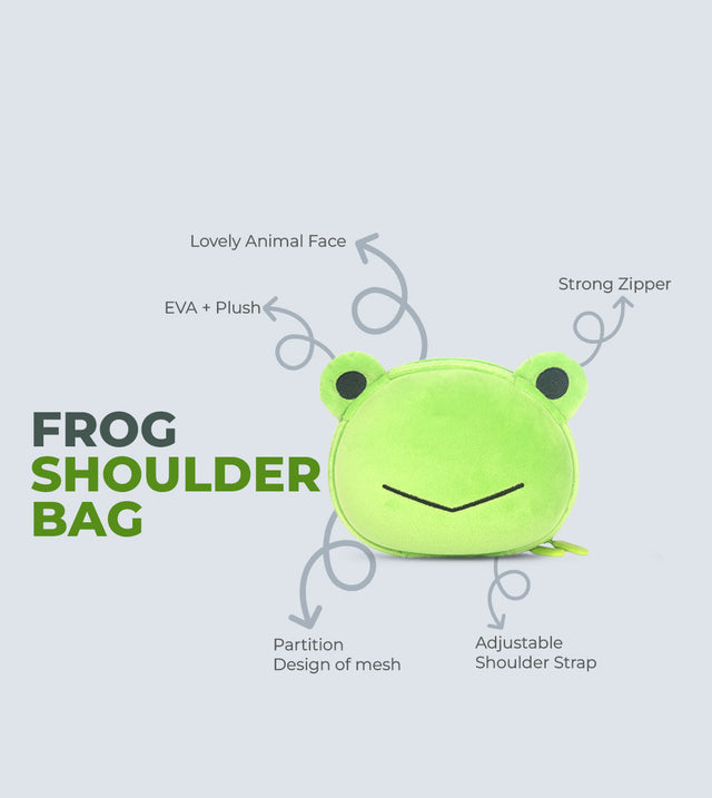 Frog Shoulder Bag for Kids – 3D Plush Design, Waterproof & Lightweight | Tykle