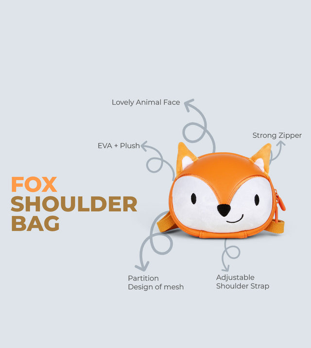 Fox Shoulder Bag for Kids – 3D Plush Design, Waterproof & Lightweight | Tykle