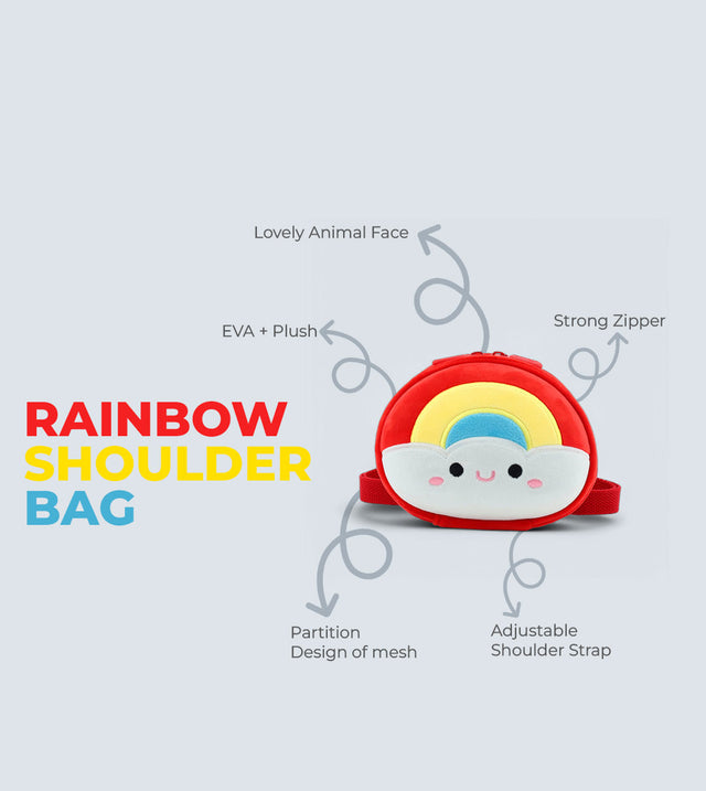 Rainbow Shoulder Bag for Kids – 3D Plush Design, Waterproof & Lightweight | Tykle