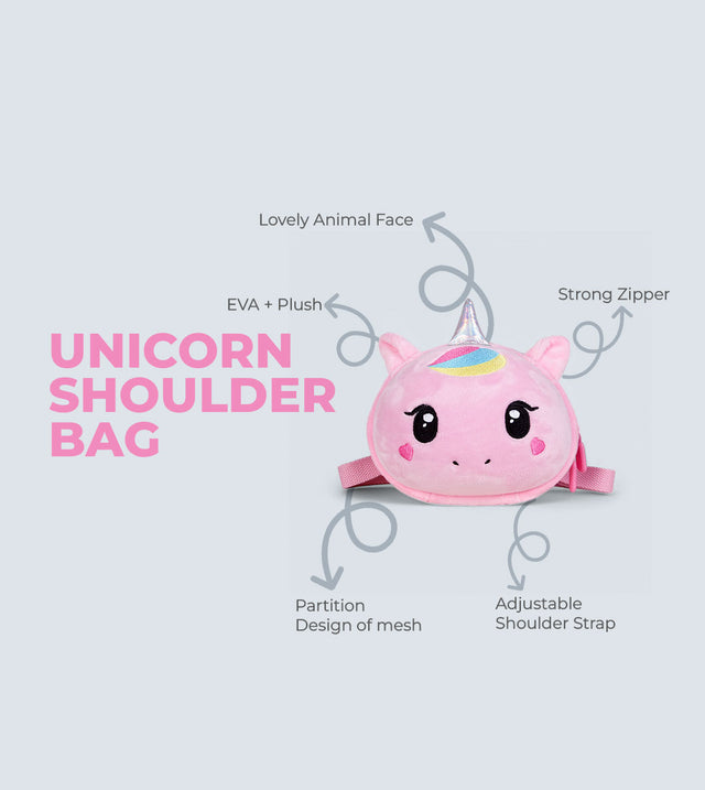Unicorn Shoulder Bag for Kids – 3D Plush Design, Waterproof & Lightweight | Tykle