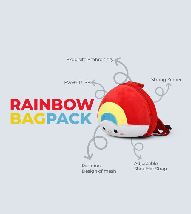 Rainbow Backpack – 3D Shark Bag for Kids | Lightweight Waterproof EVA + Plush
