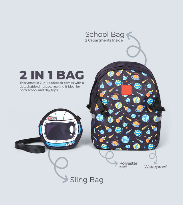 Spaceman Backpack Two-in-One – Detachable Sling Bag & 3D Design | TYKLE