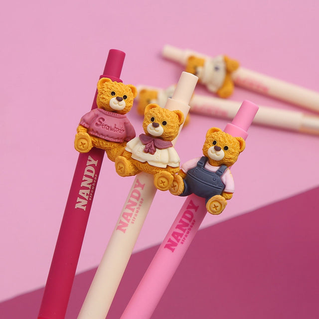 Tykle Straw Bear Click Pen (0.5mm) - Cute Writing Buddy!