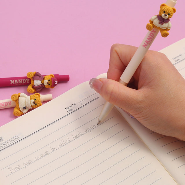 Tykle Straw Bear Click Pen (0.5mm) - Cute Writing Buddy!