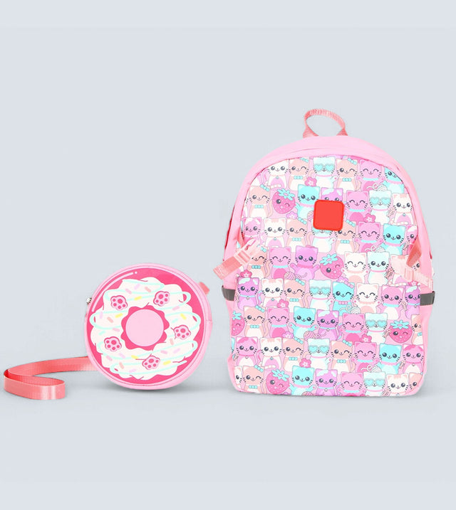 Pink Cat Backpack Two-in-One – Detachable Sling Bag & 3D Design | TYKLE