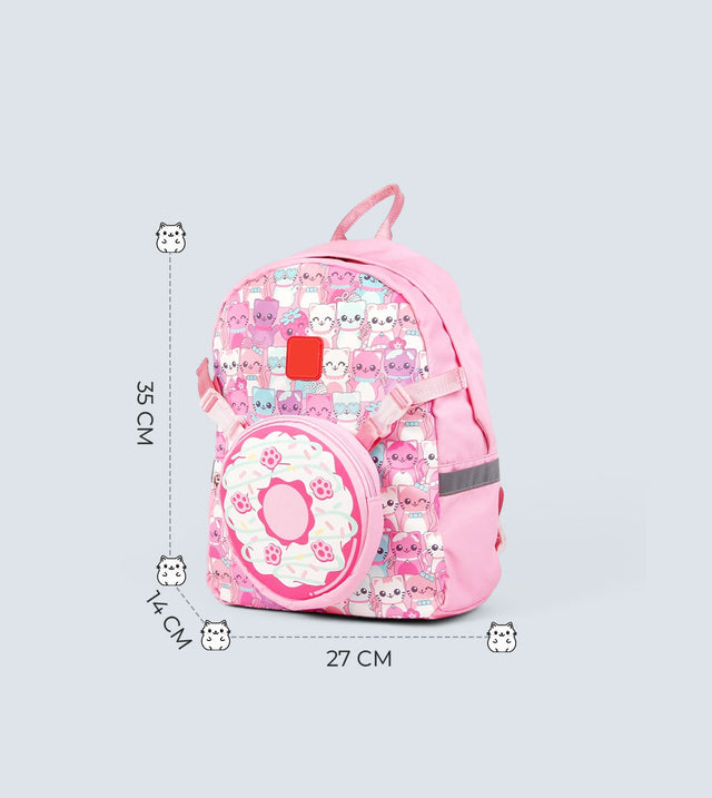 Pink Cat Backpack Two-in-One – Detachable Sling Bag & 3D Design | TYKLE