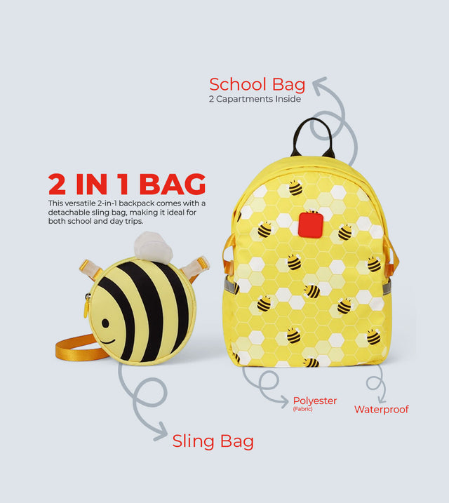 Bee Backpack Two-in-One – Detachable Sling Bag & 3D Design | TYKLE