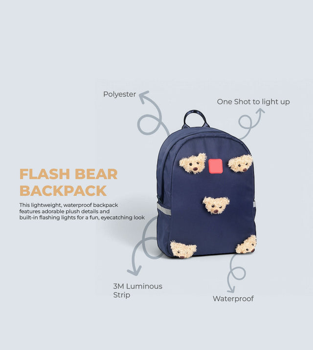 Flash Bear Backpack for Kids – Plush Design with Flashing Lights, Waterproof & Lightweight | Tykle
