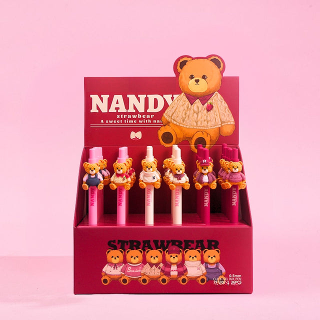 Tykle Straw Bear Click Pen (0.5mm) - Cute Writing Buddy!