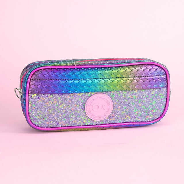 Braided Knit Texture Pencil Case - Stylish & Soft Storage