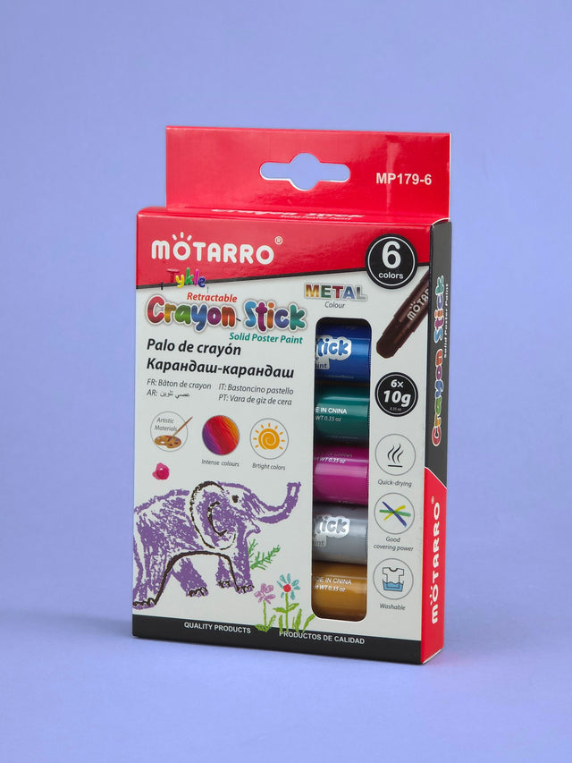 Crayon Stick Metallic 6pcs: Dazzling Metallic Color!